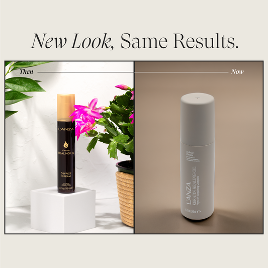 Image of model using Keratin Healing Oil DeFrizz Cream product